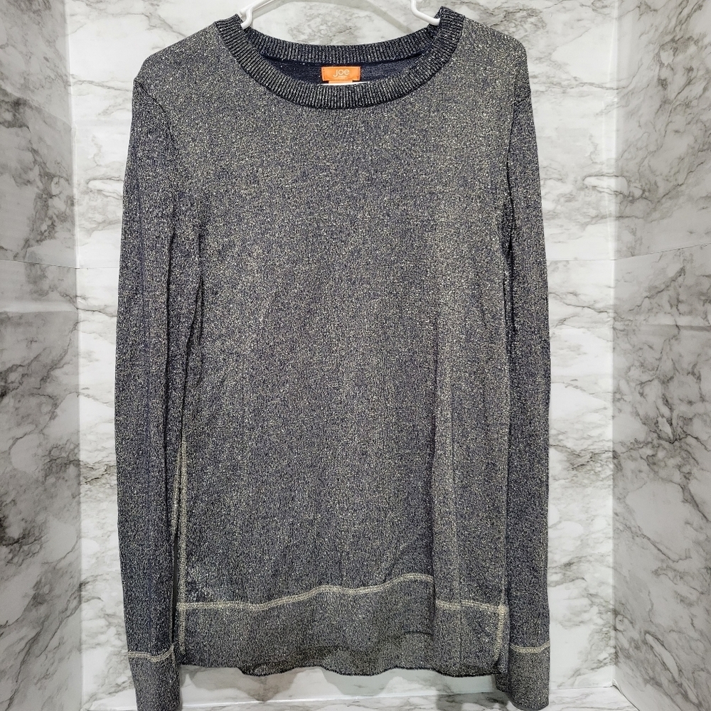 Joe Fresh Blue Gold Metallic Sweater XL - Picture 3 of 7